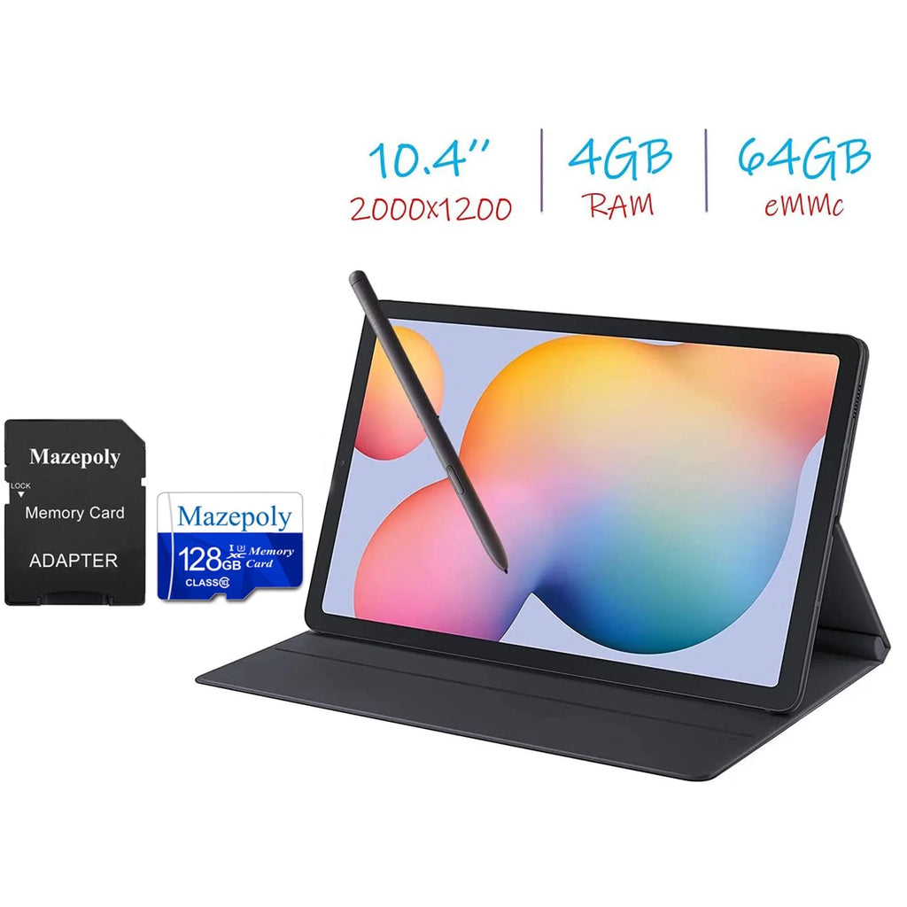 Galaxy Tab S6 Lite 10.4'' WiFi Tablet Bundle, 4GB RAM, 64GB Storage, Bluetooth, Android 10, S Pen, Tablet Cover with Mazepoly Accessories