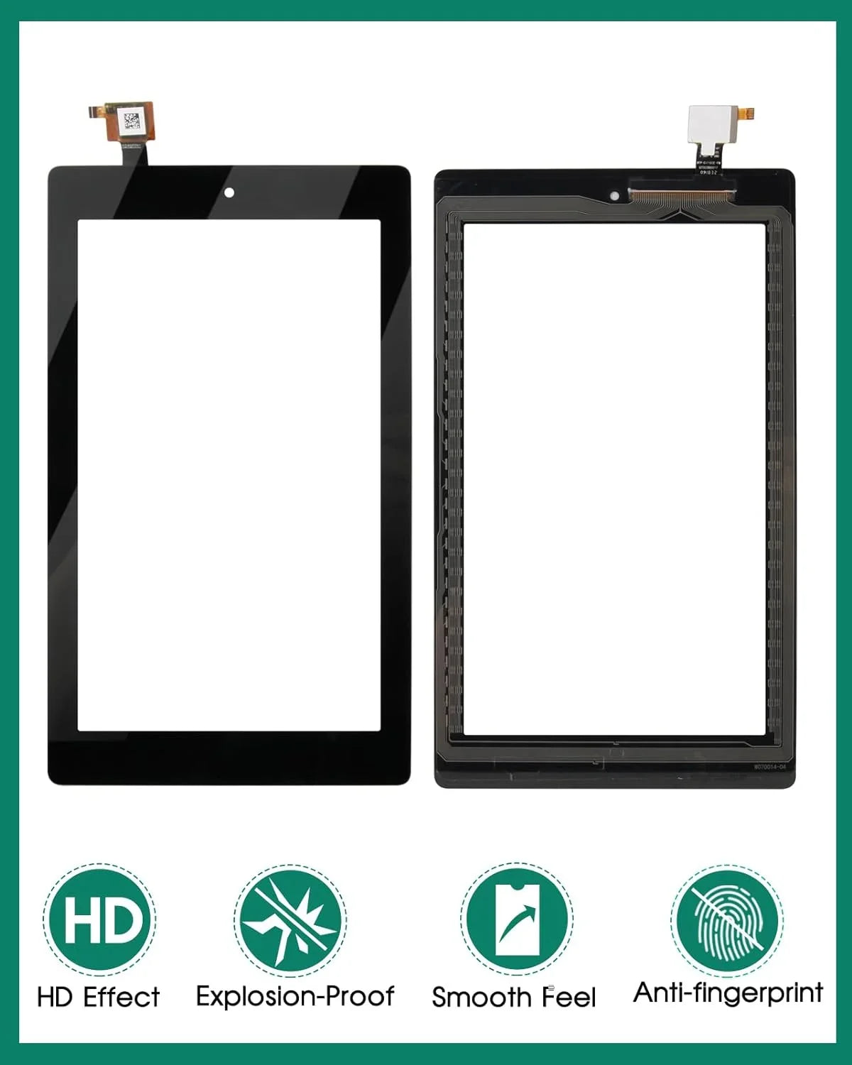 for Amazon Kindle Fire 7 (7th Generation 2017 Release SR043KL) Touch Screen Digitizer Replacement Part with Adhesive, NO LCD, NO Instructions(NOT for 5th Gen, 2015 & 7th Kids Edition)