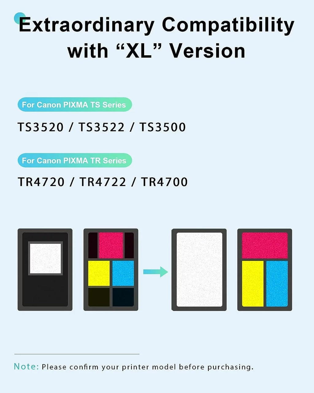 275XL 276XL Ink Cartridge for  Ink 275 and 276 PG-275 XL CL-276 XL High Capacity Combo Pack Compatible with  PIXMA TS3500 TS3520 TS3522 TR4700 TR4720 TR4722 Printer (1 Black, 1 Tri-Color)