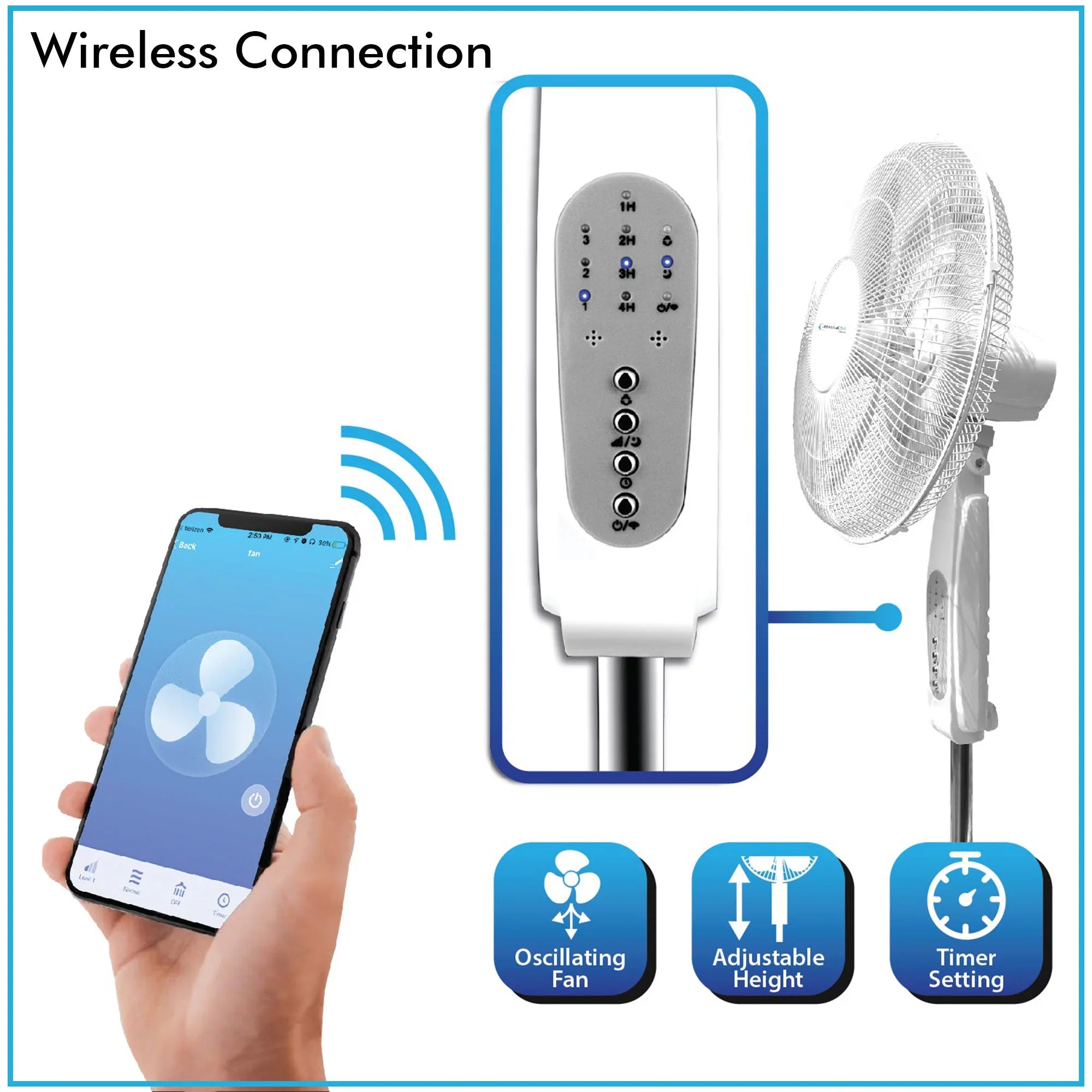 Technical Pro WIFI Enabled 16" Standing Fan with OscilLatitudeing Feature, Compatibe with Amazon Alexa/Google Home Voice