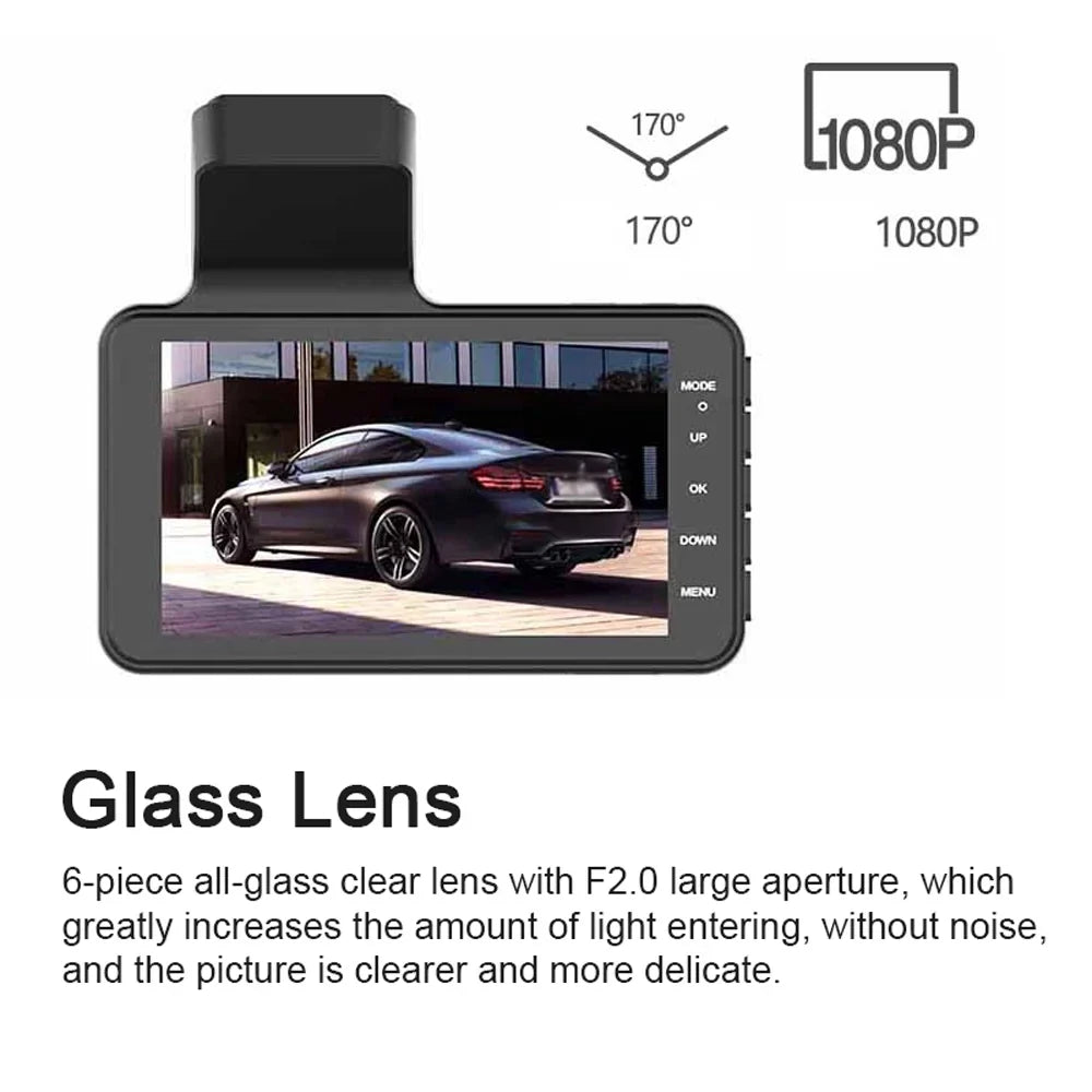 Shinysix Dash Camera,Dashcam 170° Wide Inch Car Dashcam 170° Wide Support Loop Motion Picture 1080P DVR Dash 4 Inch Car Dash Camera Wide Support Loop LAOSHE QISUO dsfen Camera-BUZHI