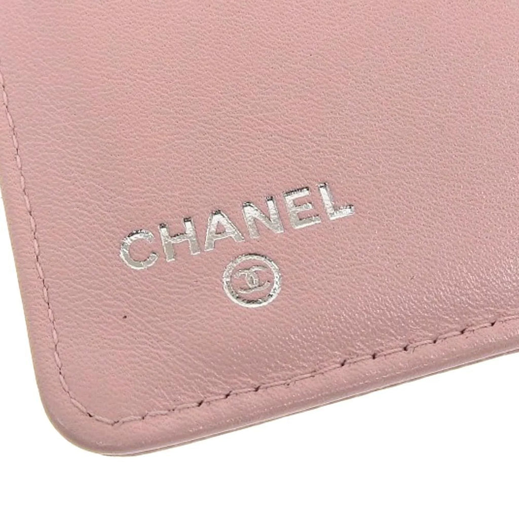 Pre-Owned Chanel CHANEL logo here mark bi-fold long wallet caviar skin pink A48651 16 model (Good)