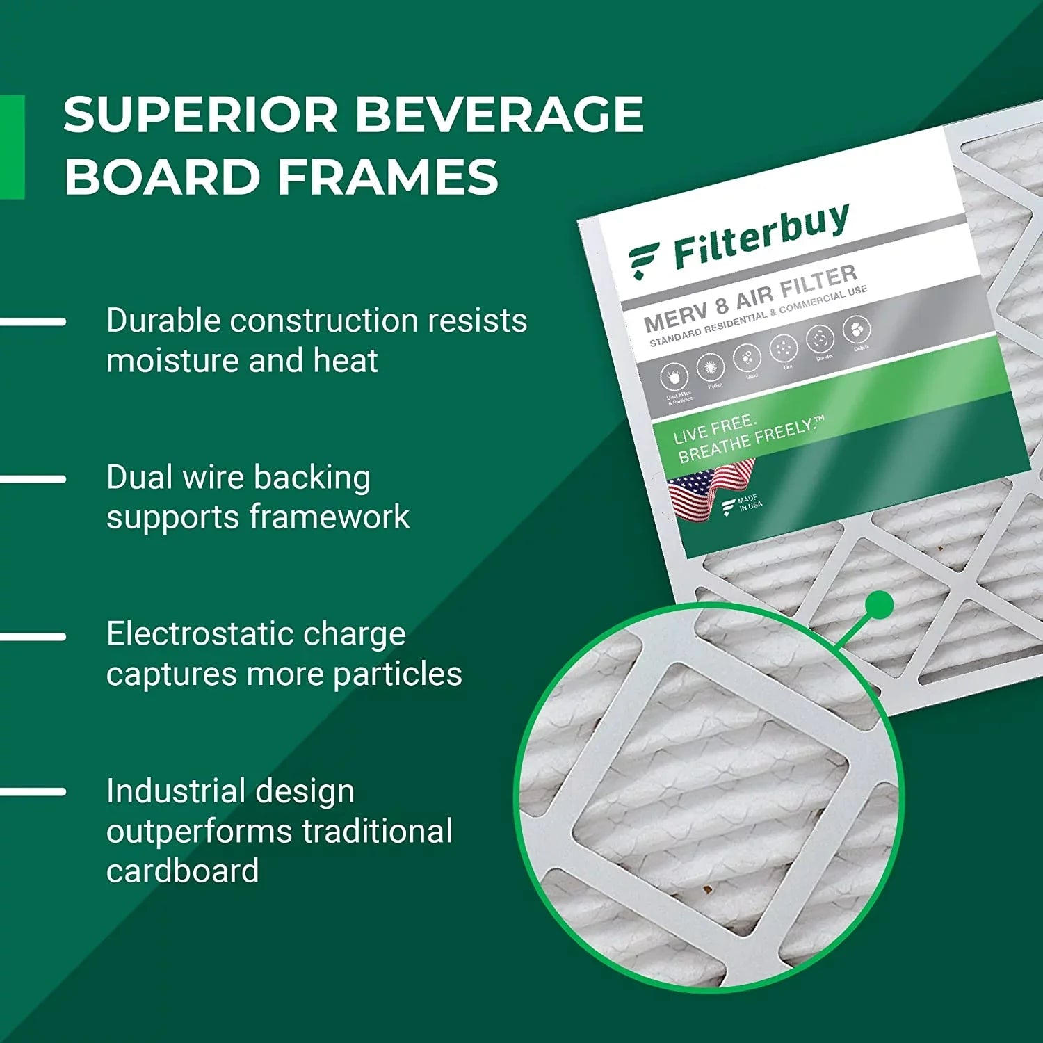 Filterbuy 14x18x1 MERV 8 Pleated HVAC AC Furnace Air Filters (4-Pack)