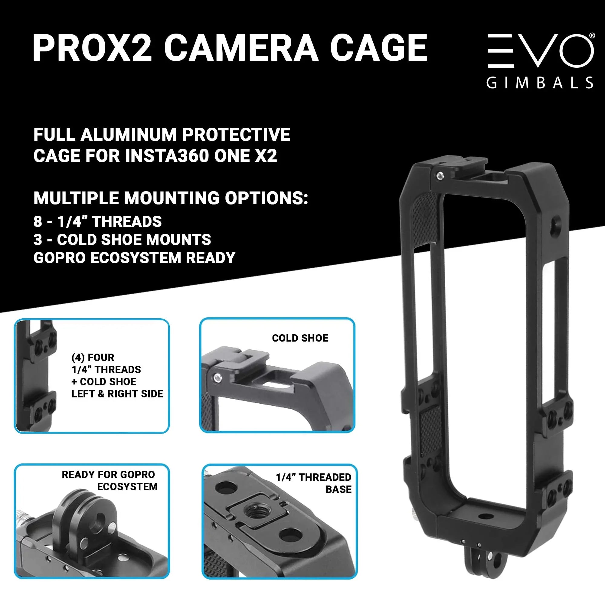 PROX2 Camera Cage for Insta360 ONE X2