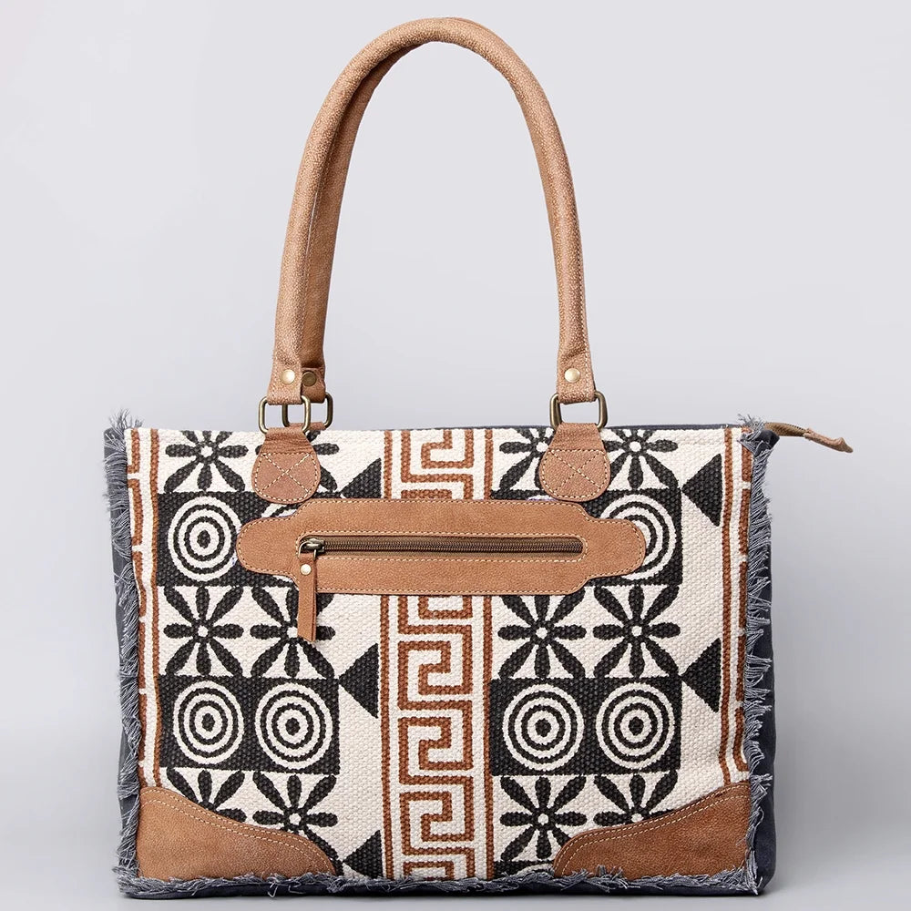 KB OHLAY KB491 TOTE Upcycled Wool Upcycled Canvas Genuine Leather women bag western handbag purse