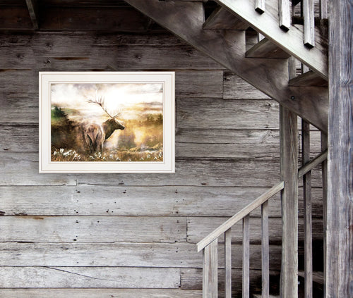 "Heading Home-Elk" by Bluebird Barn, Ready to Hang Framed Print, White Frame