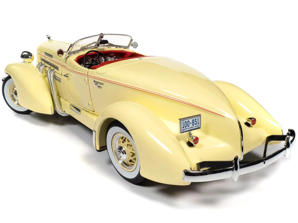 Autoworld AW297 1-18 Diecast 1935 Auburn 851 Speedster Model Car, Cream with Red