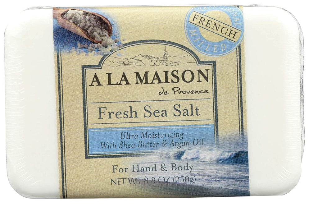 A La Maison Traditional French Milled Ultra Moistu rizing Bar So ap, Fresh Sea Salt - 8.8 Oz, 6 Pack