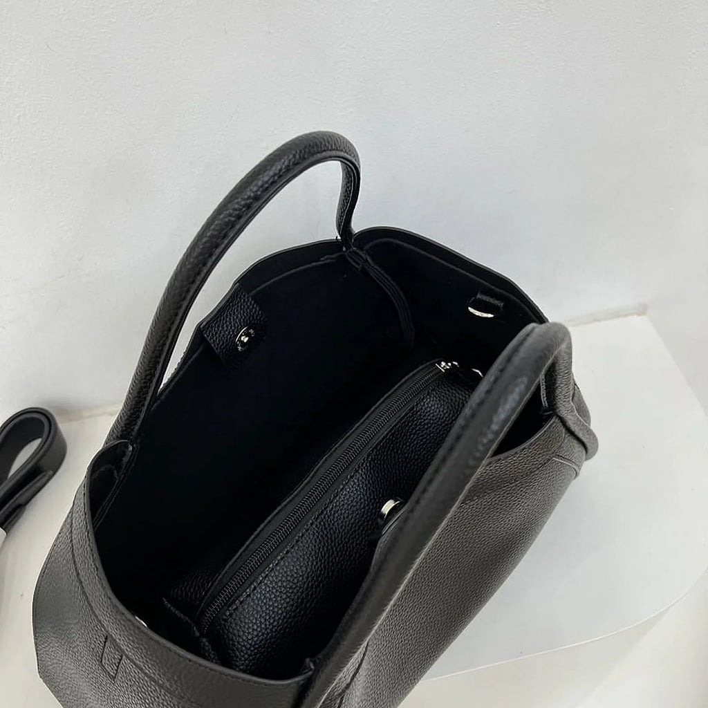 Nvzi Large Capacity Work Vegan Leather Tote Bags,Genuine Leather Shoulder Tote Bag for Women,Slouchy Oversized Bag（Black）