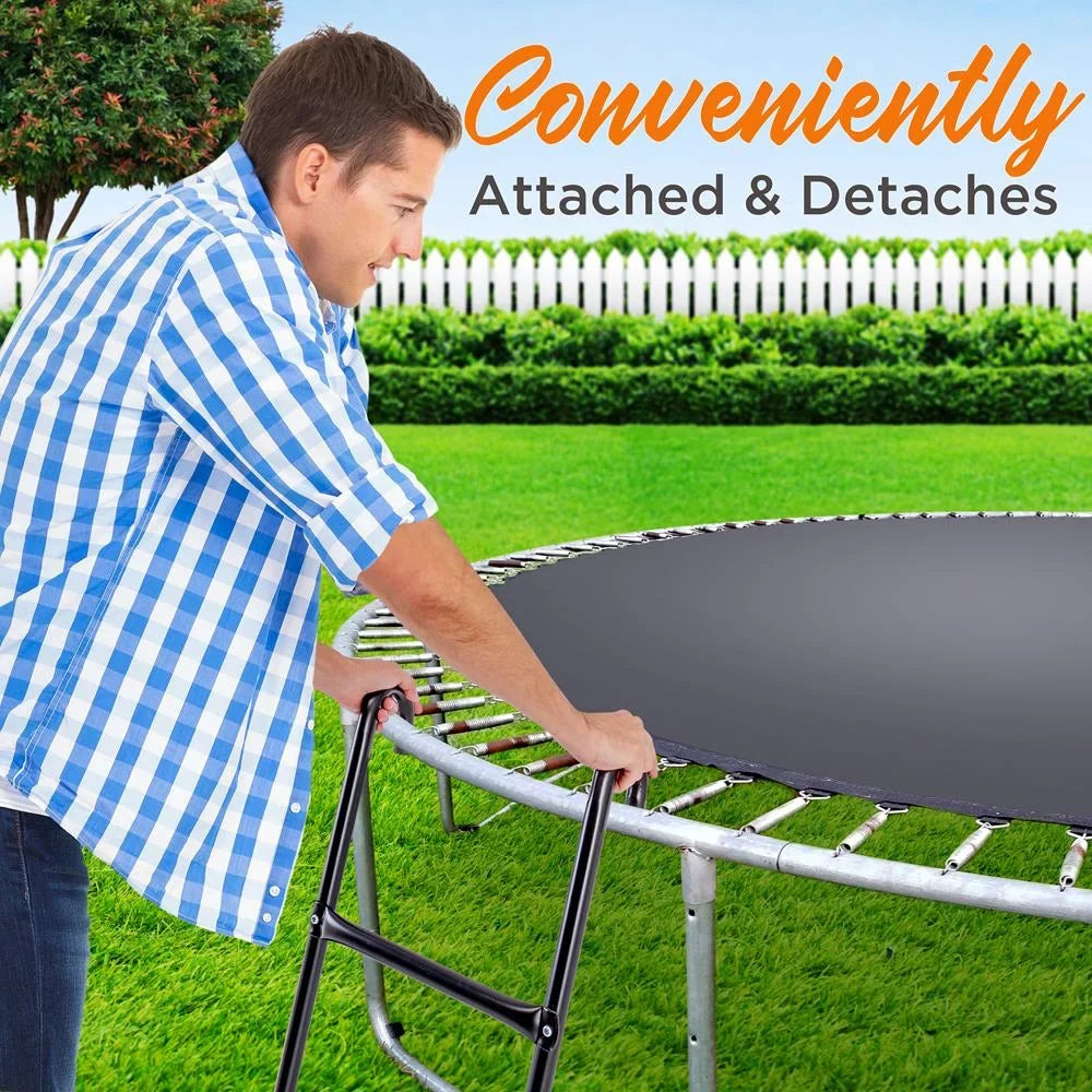 SereneLife  2 Step Weather Resistant Galvanized Steel Trampoline Climbing Trampoline Safety Ladder 13.0’’ x 4.7’’ x 39.8’’ -inches