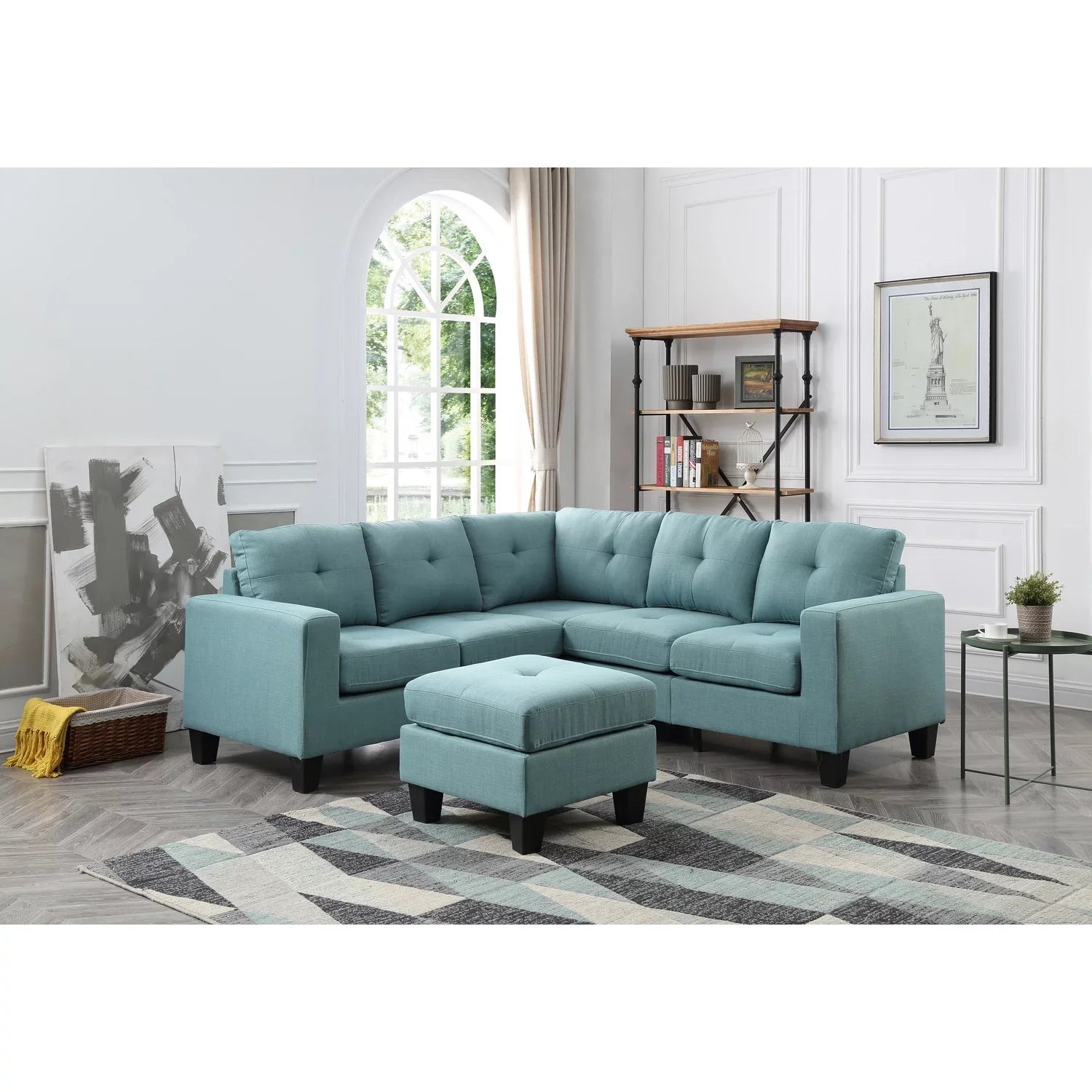 Homestock Retro Renaissance G500B-SC Sectional , TEAL