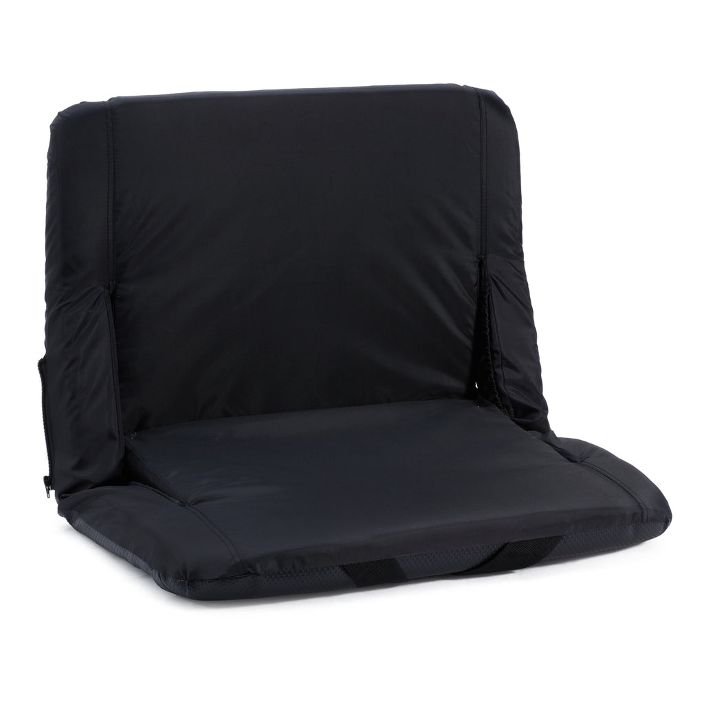 Jomeed 25 Inch Comfortable Padded Reclining Stadium Seat w/Pockets, Black