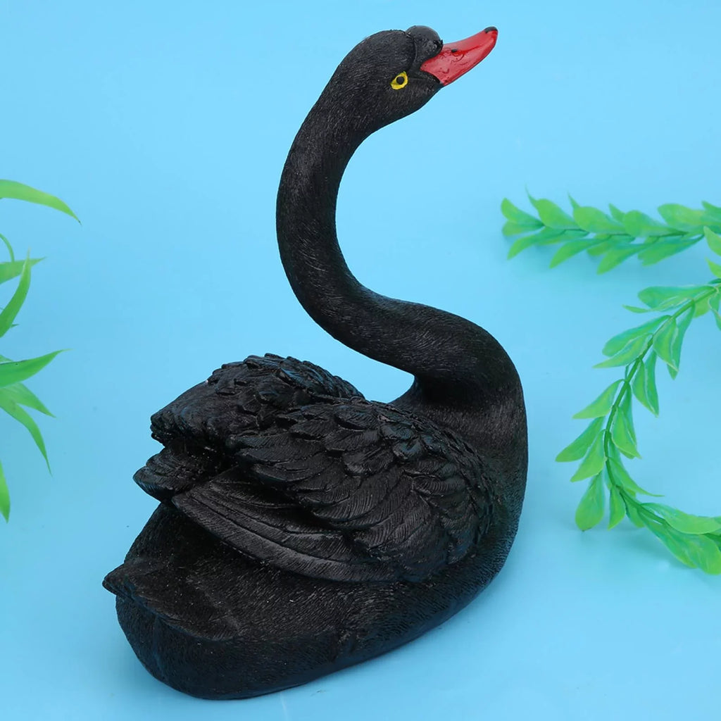 Delaman Adorno de Cisne, Simulación Flotante Linda al Aire Libre Adorno de Cisne Negro Accesorios de jardín para decoración de Patio de jardín