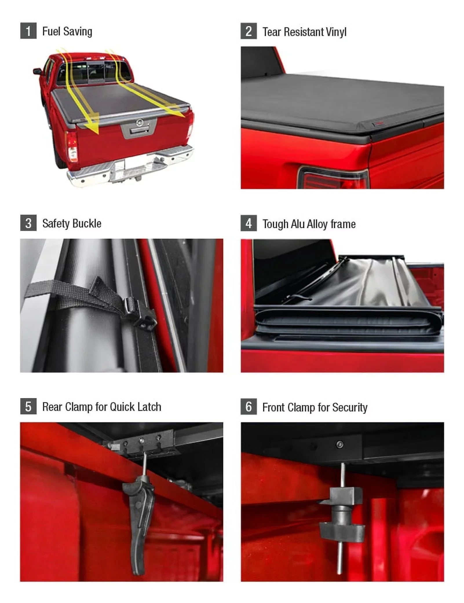 MaxMate Soft Quad-fold Truck Bed Tonneau Cover Compatible with 2019-2024 Ram 1500 New Body (NOT FIT 19-23 Classic) | 6'4" (76") Bed | TCD484045
