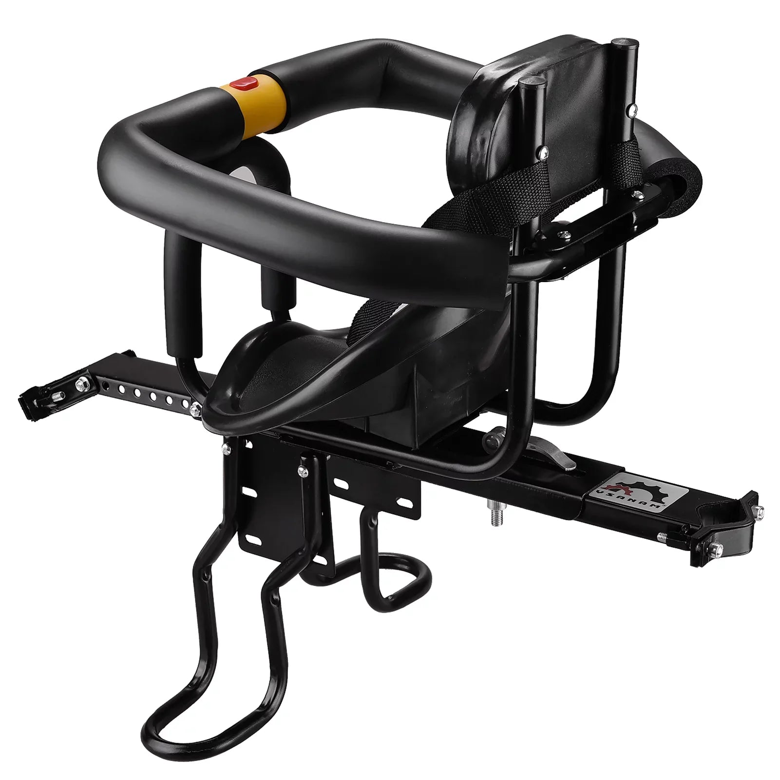 Safety Child Seat Bike Front Kids Saddle with Foot Pedals Support Back Rest Compatible with Bike Tube in Caliber 1.11.5in