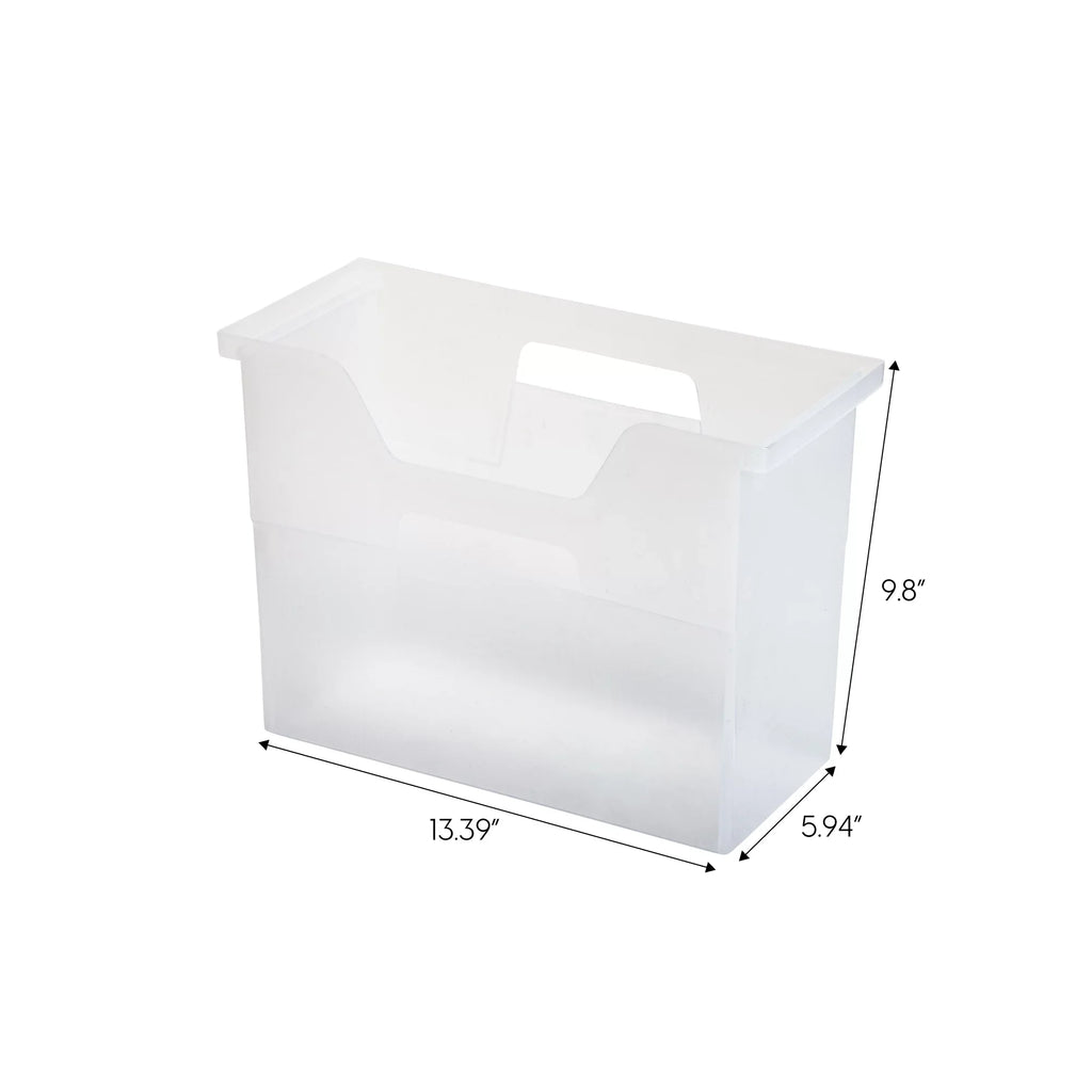 IRIS USA Medium Portable Desktop File Box with Open Lid, 6 Pack, Side Handles, Hanging File Folders, Tabs & Inserts, Letter Size, Magazines, Newspapers, Mail, Books, Notebooks, Clear