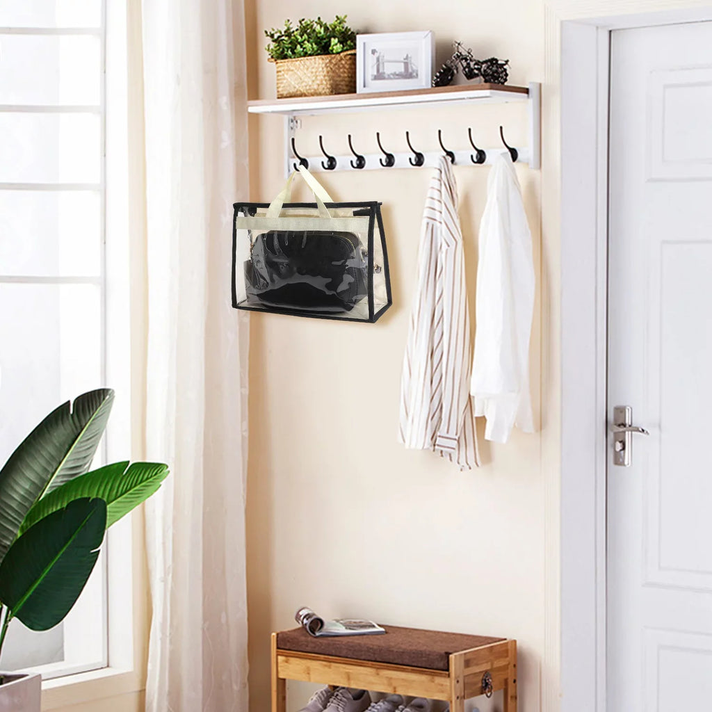 3 Pcs Dust Bags for Handbags, Clear Handbag Storage, Purse Storage Organizer for Closet, Purse Cover Hanging Closet Organizer with Zipper and Handles