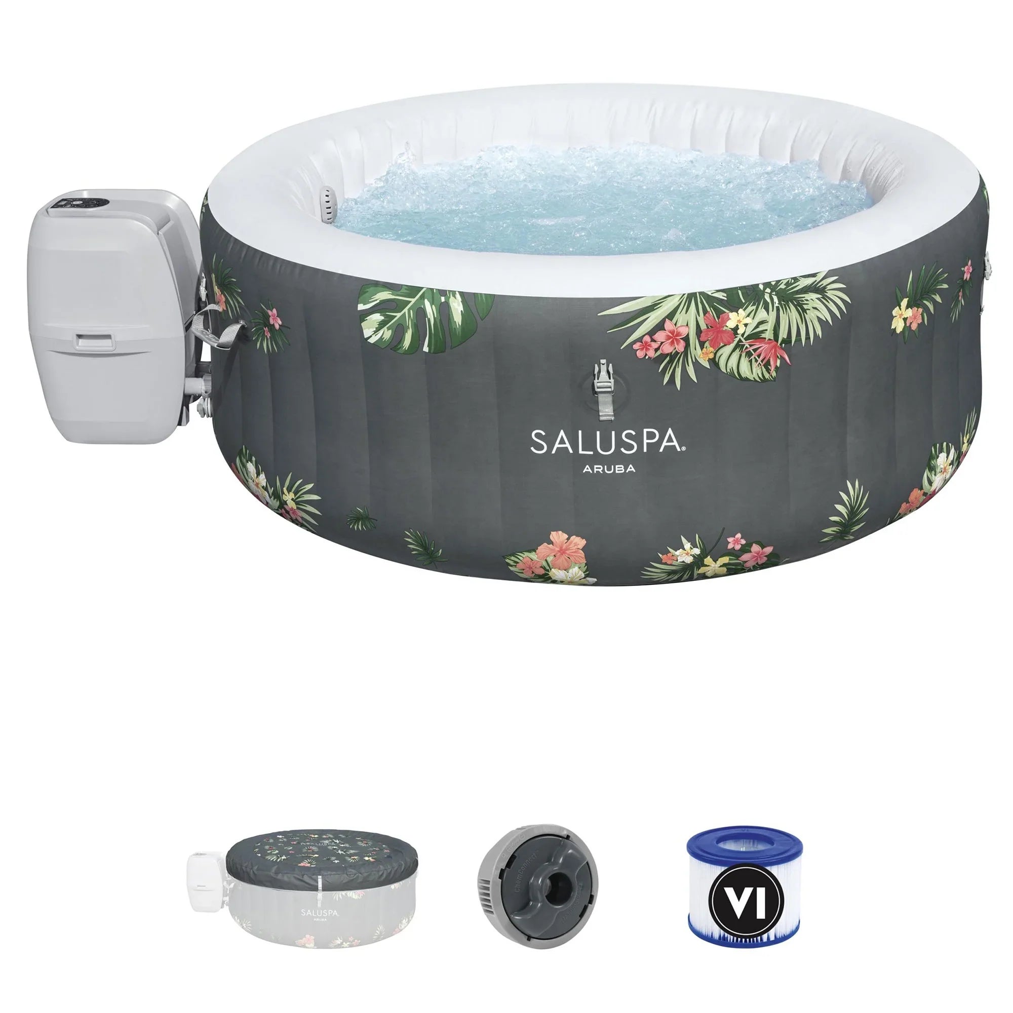 Bestway SaluSpa Sun Shade Canopy with Aruba SaluSpa InfLatitudeable Hot Tub