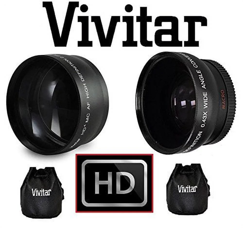2-Pcs Hi Def Telephoto & Wide Angle Lens Kit For FujiFilm X-A5 (52mm)