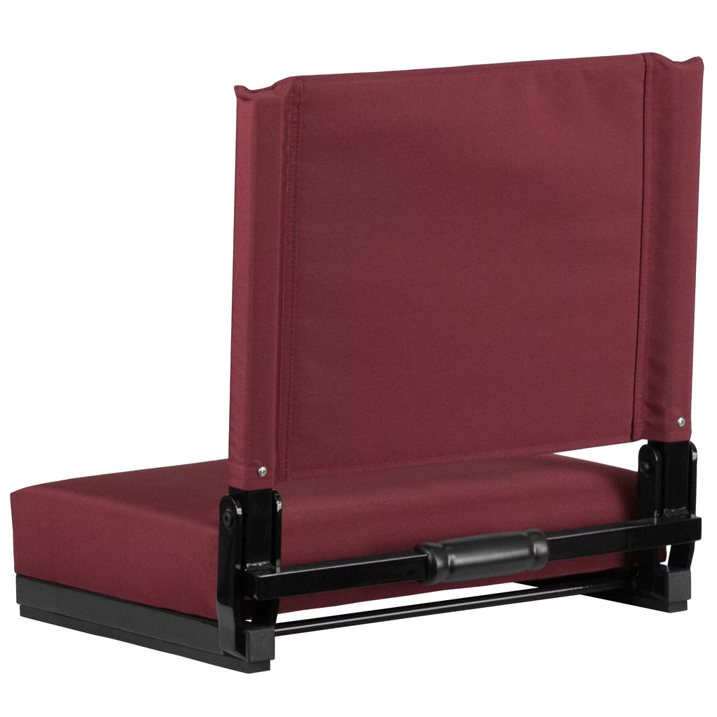 Flash Furniture Grandstand Comfort Seats by Flash - 500 lb. Rated Lightweight Stadium Chair with Handle & Ultra-Padded Seat, Maroon