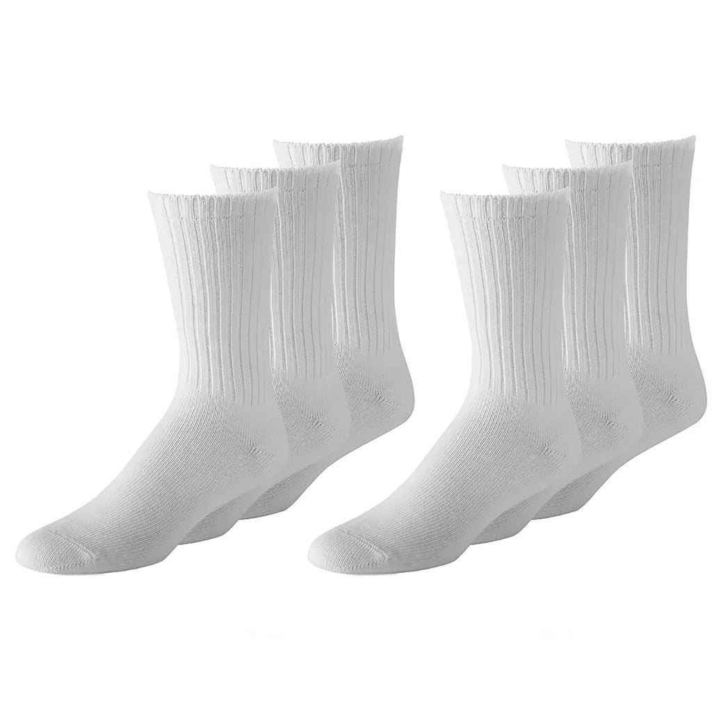 Unibasic Unisex Crew Athletic Sports Cotton Socks  10 Pack (White, 9 to 11)