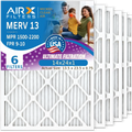 14x24x1 Air Filter MERV 13 Comparable to MPR 1500 - 2200 & FPR 9 Electrostatic Pleated Air Conditioner Filter 6 Pack HVAC AC Premium USA Made 14x24x1 Furnace Filters by AIRX FILTERS WICKED CLEAN AIR.