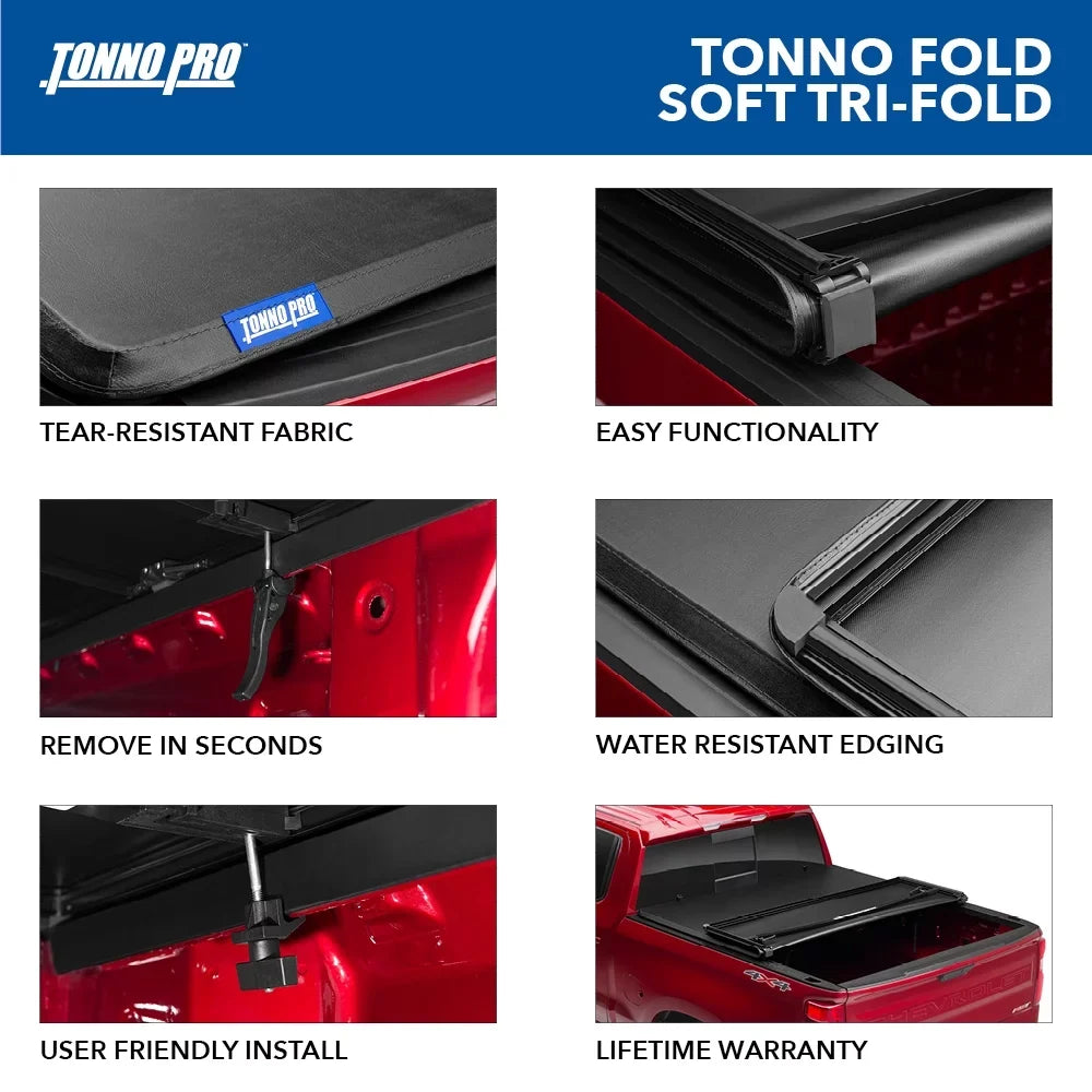 Tonno Pro | Tonno Fold, Soft Folding Truck Bed Tonneau Cover | 42-210 | Fits 2019 - 2021 Dodge Ram 1500/2500/3500 6' 4" Bed (76.3")