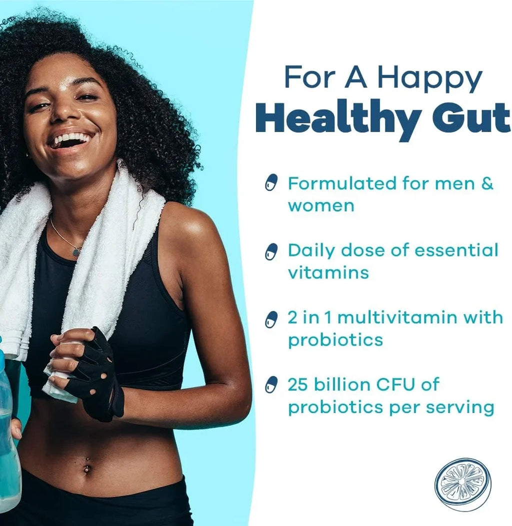 GoBiotix Probiotic Multivitamin | Daily Multivitamin with Probiotics | 25 Billion CFU | Immune Boost &amp; Digestive Health, Flora Probiotic for Women &amp; Men | Gluten Free ? 90 Veggie C