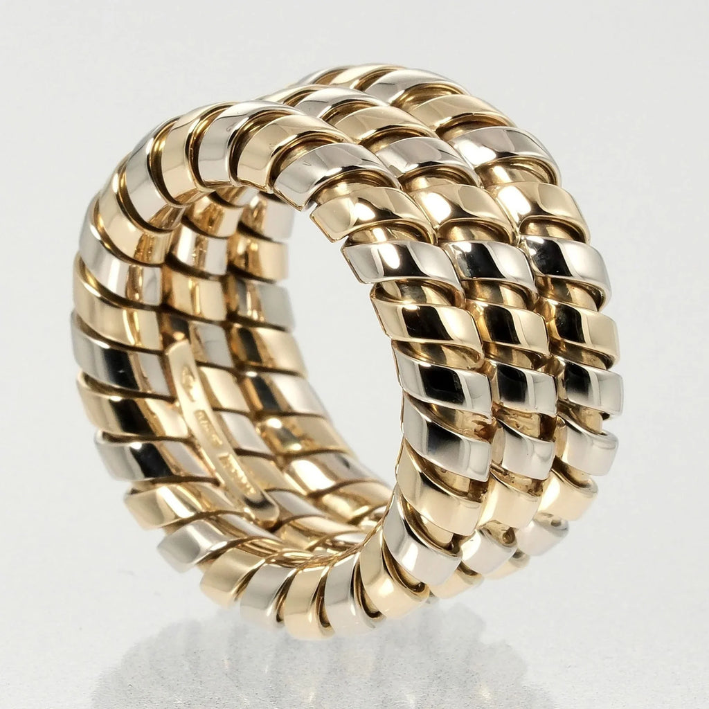 Pre-Owned Bulgari BVLGARI Tubogas 3-row No. 9 Ring 14.53g K18 YG WG Yellow Gold White (Good)