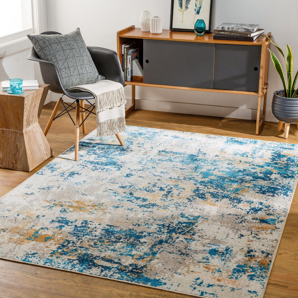 Mark&Day Washable Area Rugs, 8x10 Ulen Modern Teal Area Rug (7'10" x 10'6")