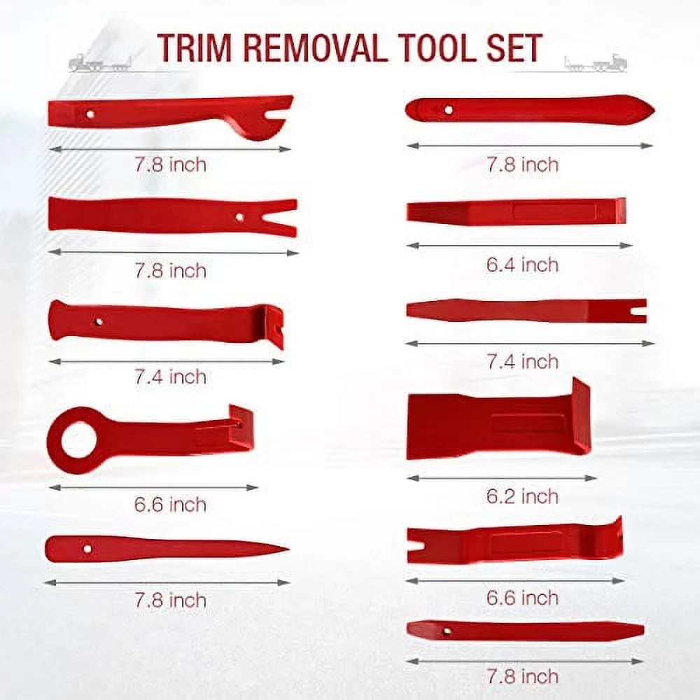 BYNIIUR 88 Pcs Trim Removal Tool, Fastener Remover Tool Kit Automotive Interior Plastic Pry Kit, Car Door Panel Tool Radio Auto Clip Pliers Removal Tool Kit, Red