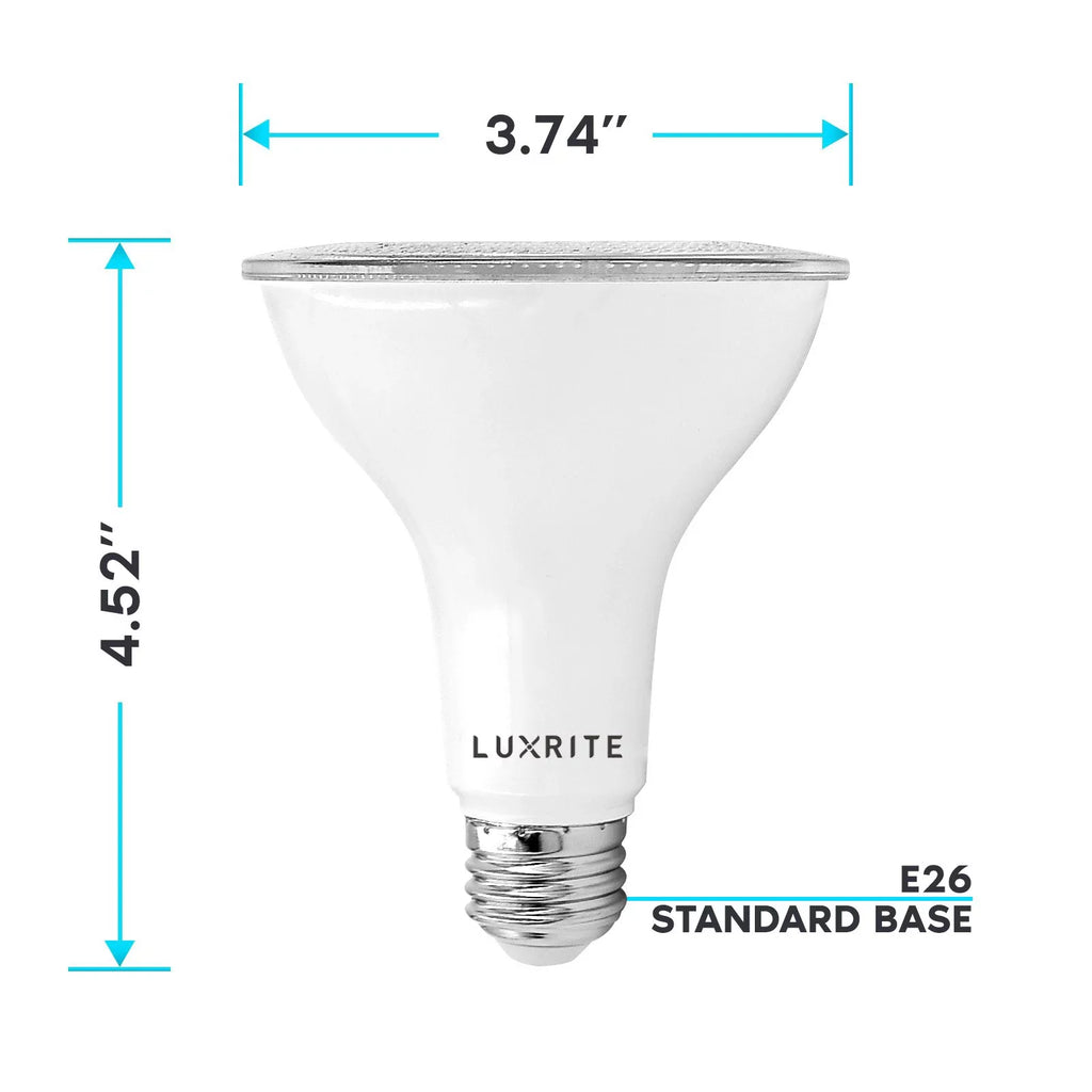 Luxrite 6-Pack LED PAR30 Flood Light Bulb 4000K Cool White 850 Lumens 11W Dimmable Wet Rated E26 Base UL Listed