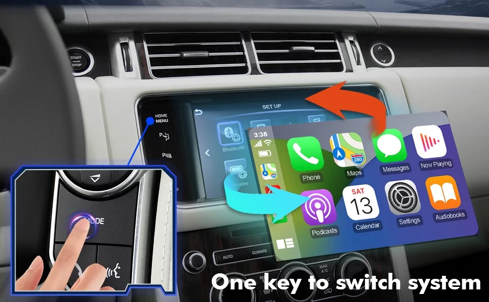 Wireless CarPlay Receiver SmartBox for Land Rover Range Rover/Evoque/Discovery 4 Jaguar XE XF Bosch Carplay Interface Retrofit kit Decoder, Support Android Auto, Mirror Link, Reverse Camera, USB Drive