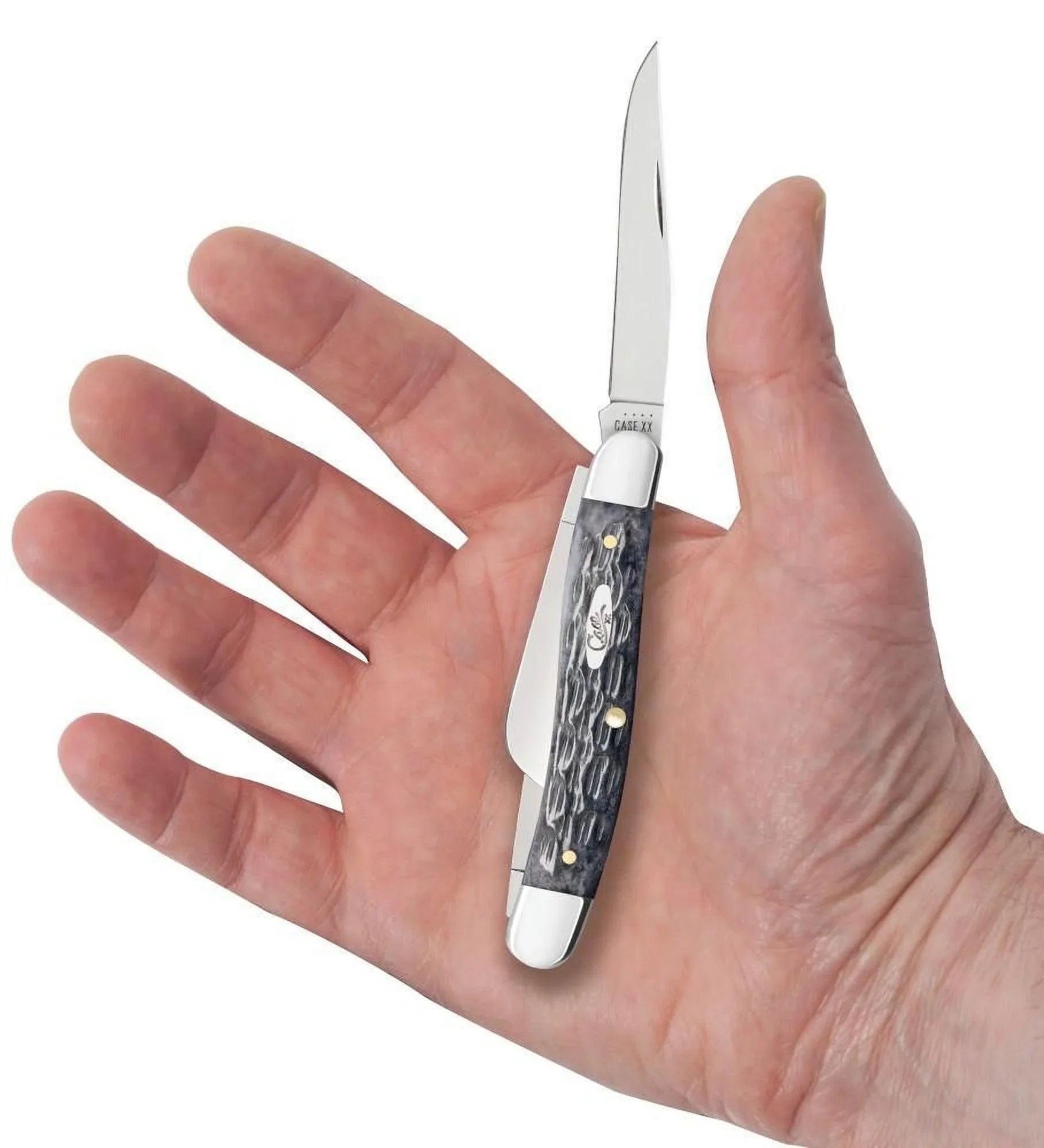 Case XX Knives Pocket Worn Crandall Jigged Gray Bone Medium Stockman Carbon Steel Pocket Knife 58413