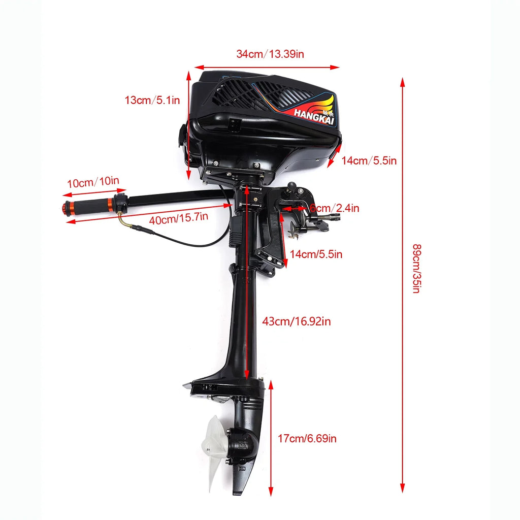 Miumaeov Outboard Trolling Motor 3.6 2 Stroke InfLatitudeable Shaft Fishing Boat Engine Propeller CDI Control Air Cooling System Heavy Duty Tiller Shaft