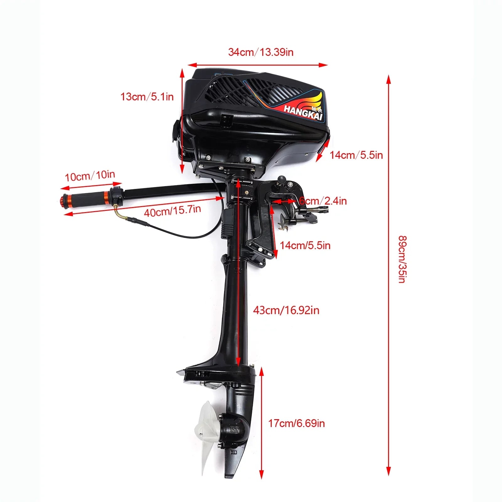 Miumaeov Outboard Trolling Motor 3.6 2 Stroke InfLatitudeable Shaft Fishing Boat Engine Propeller CDI Control Air Cooling System Heavy Duty Tiller Shaft
