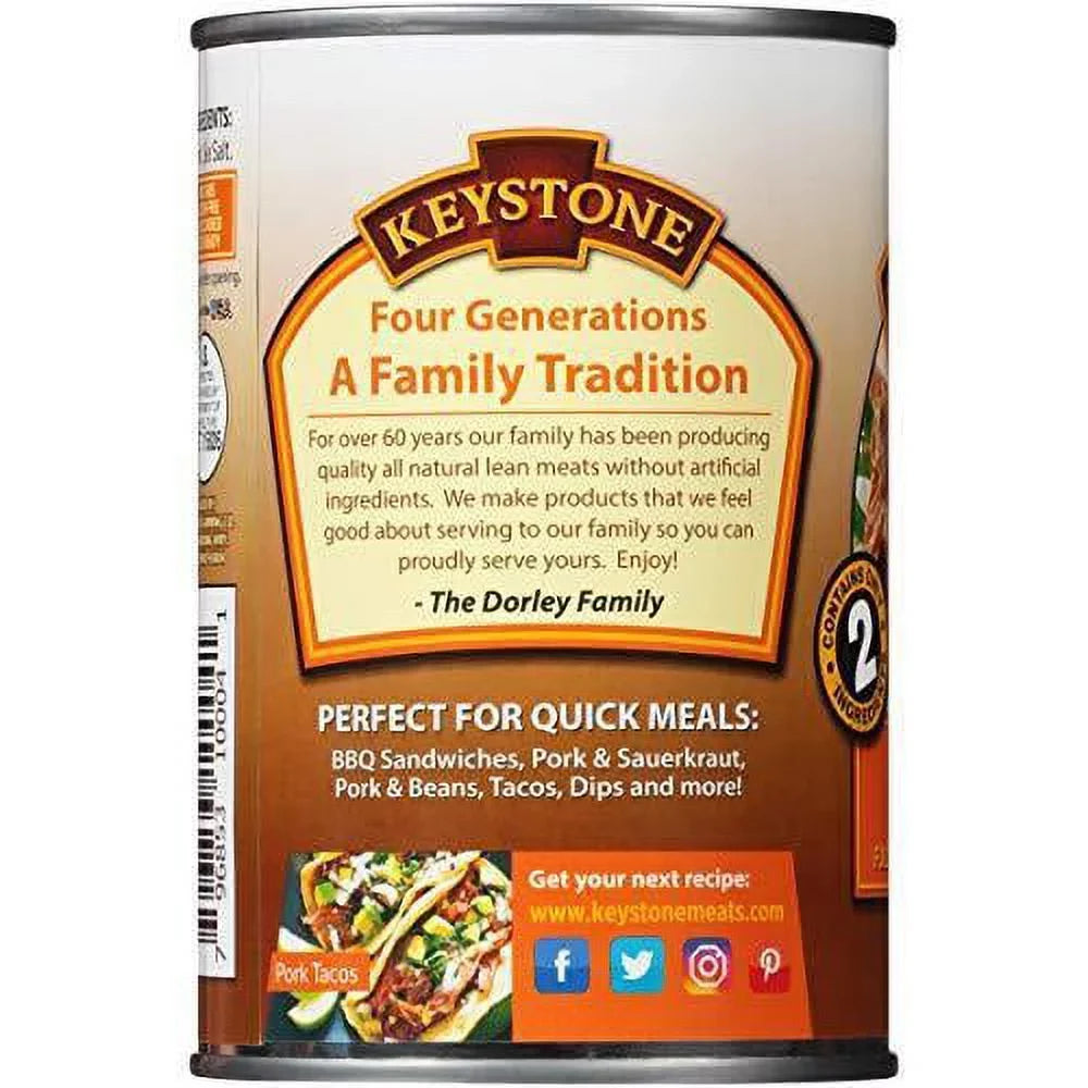 (12 Pack) Keystone All Natural Pork 14.5 oz Can  Emergency Survival Food For Camping Hiking and Backpacking Ready to Eat- Pack of 12 Cans