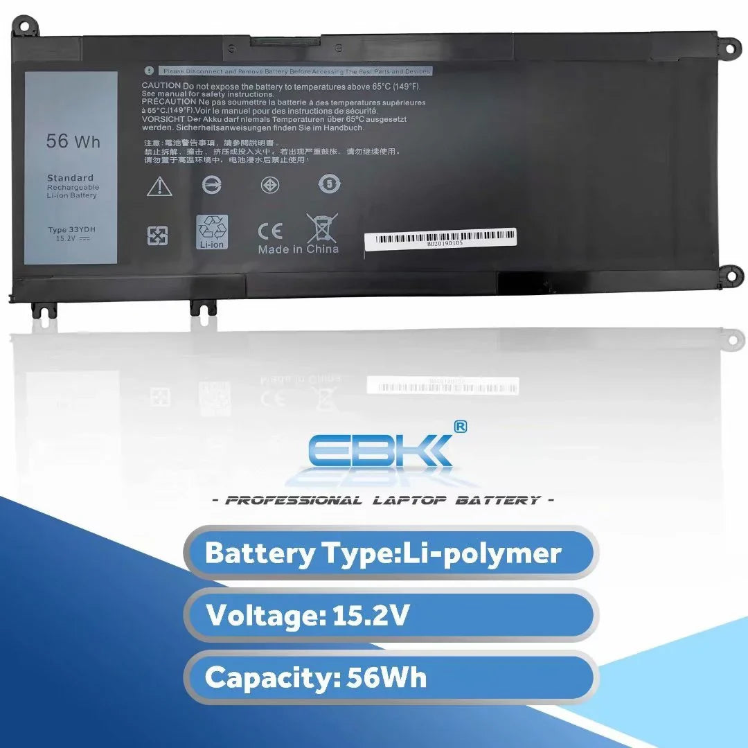 33YDH  Inspiron 17 7778 7779 P30E 81PF3 081PF3 56Wh 15.2V Notebook notebook Battery by EBK