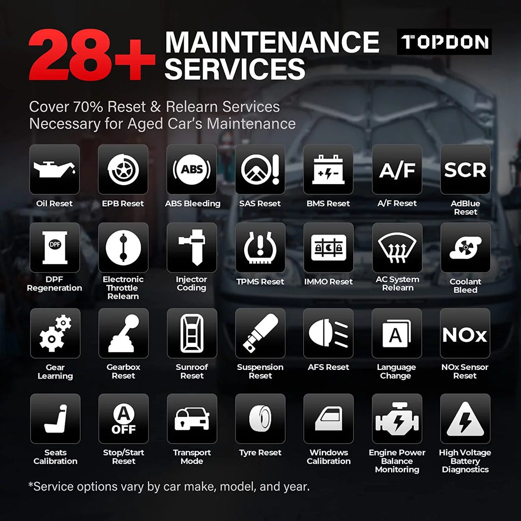 OBD2 Scanner, TOPDON AD800 Car Diagnostic Scan Tool  All System Scan 28+ Reset Service, Oil Reset, ABS Bleed, Injector Coding, 2 Years Free Update