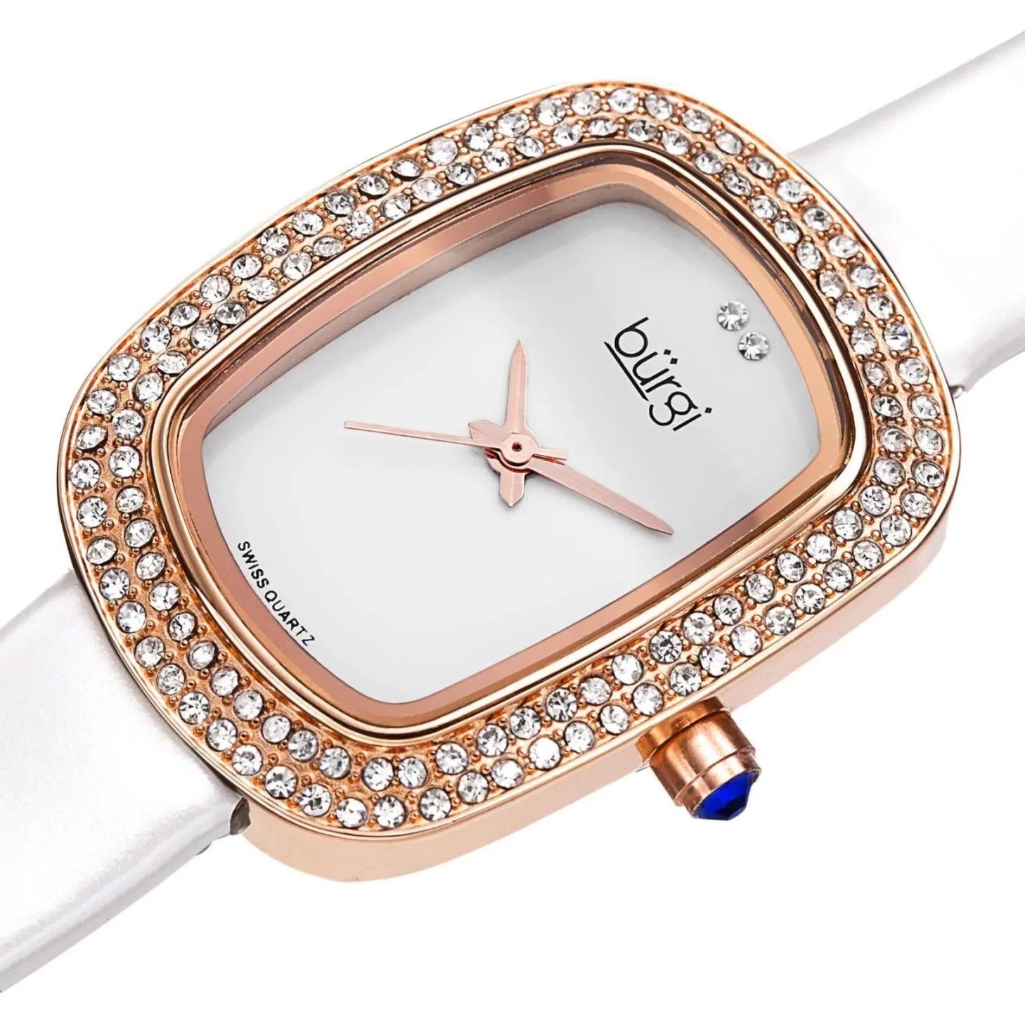 Women's Swiss Quartz Crystal Rose-Tone Strap Watch