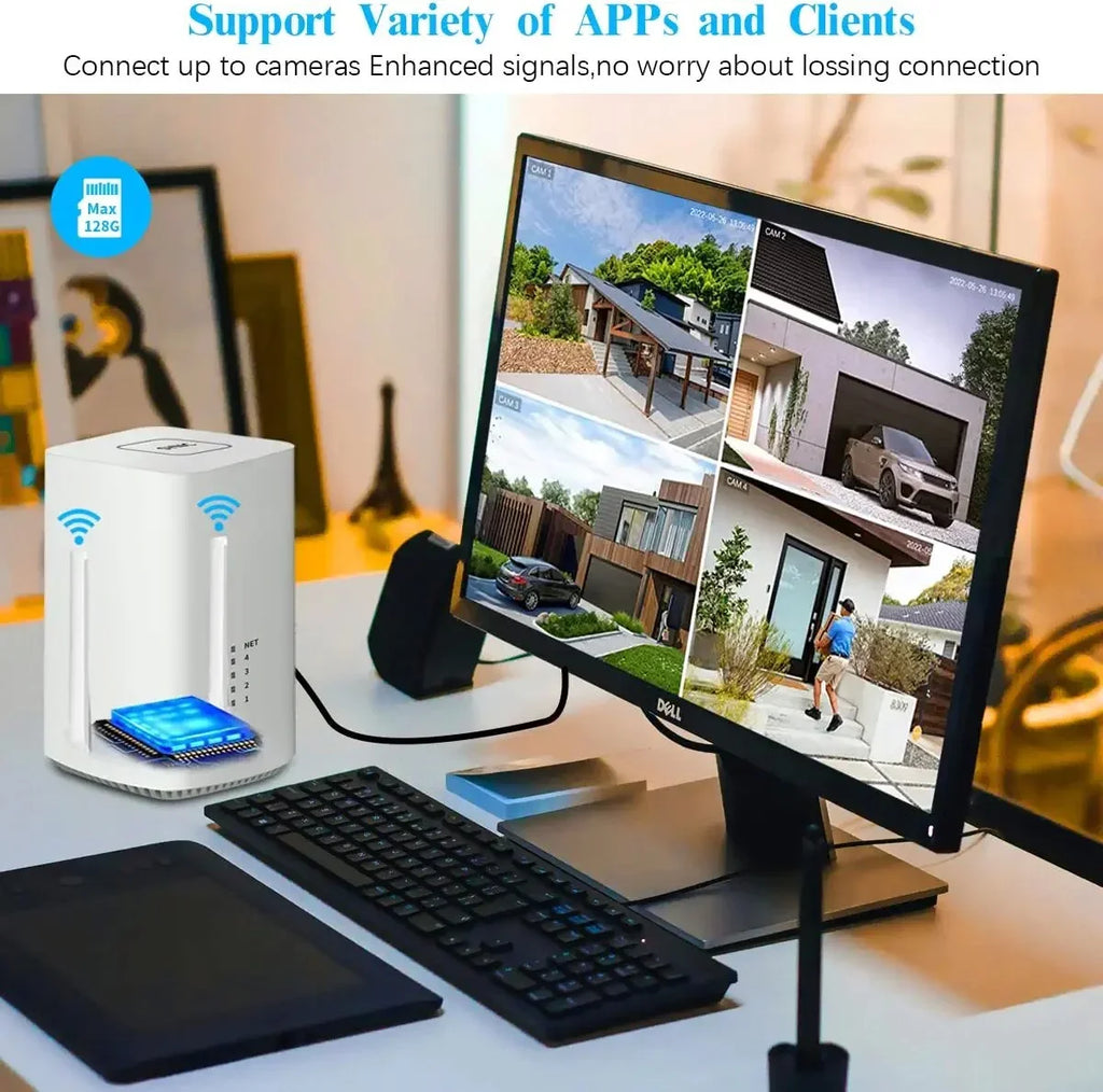 {100% Wire-Free Solar Powered} 2pcs camera system, 2-Way Audio with Dual Antennas, 2K 3.0MP Solar Powered Wireless Camera with Rechargeable Batteries
