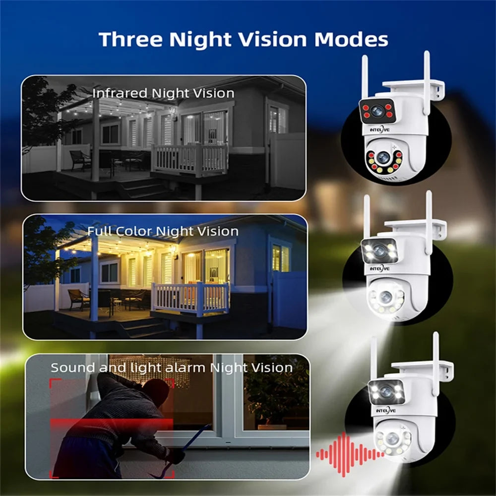 INTELIVE 4K Security Camera with Floodlight, Human Deduction Wireless Outdoor Camera, Rechargeable Powered Home Surveillance Camera with Full Color Night Vision Two Way Voice