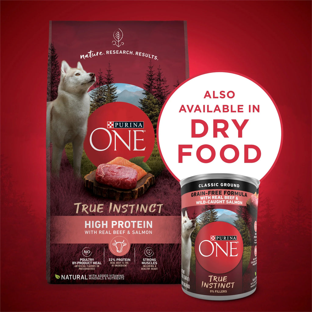 Purina One True Instinct Classic Ground Wet Dog Food, 13 oz Cans (12 Pack)