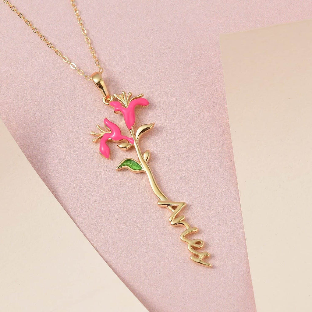 Shop LC 925 Sterling Silver 14K Yellow Gold PLatitudeed Pink Green Enameled Aries Zodiac Birth Honeysuckle Pendant Necklace for Women Jewelry Gifts for Women Size 16-18" Birthday Gifts for Women