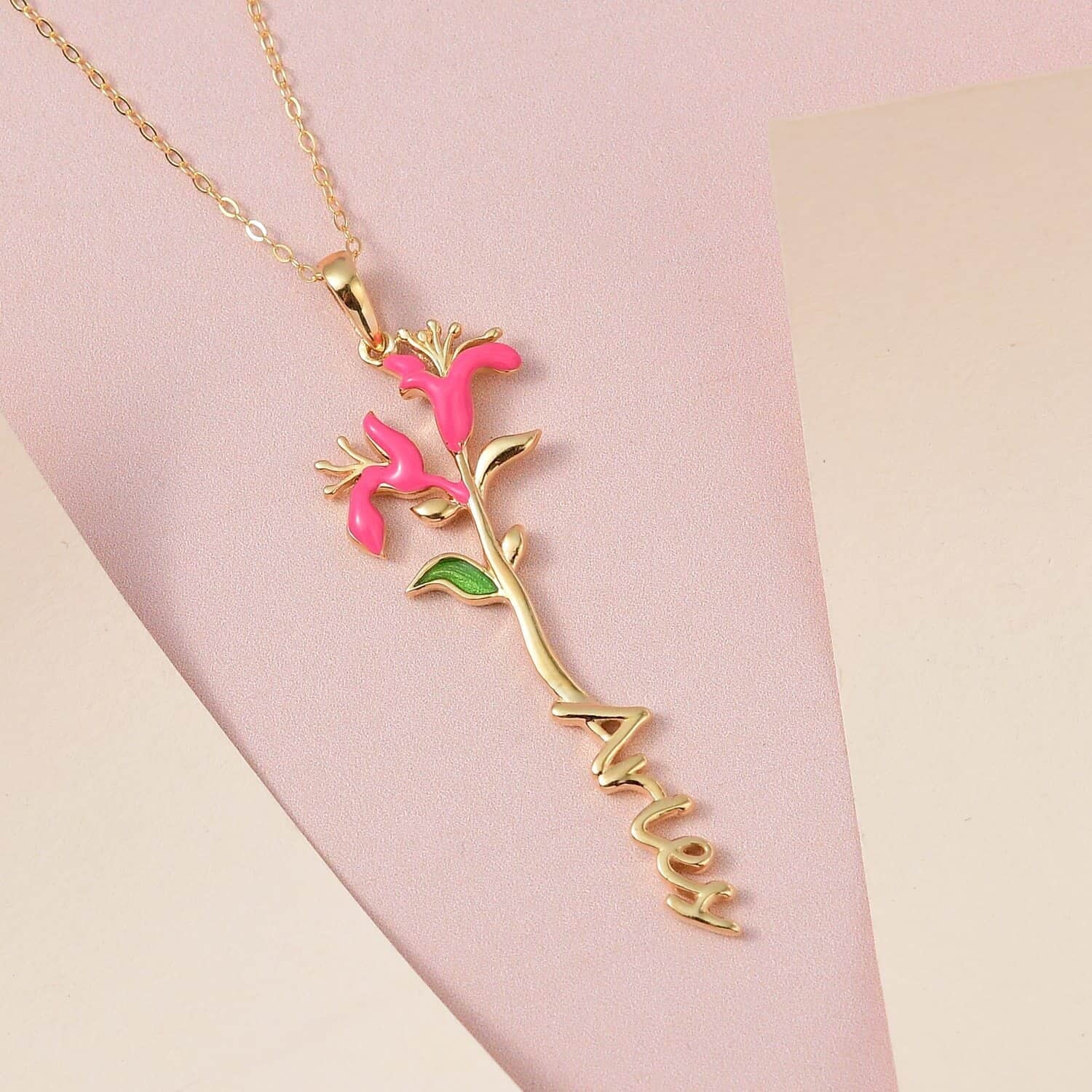 Shop LC 925 Sterling Silver 14K Yellow Gold PLatitudeed Pink Green Enameled Aries Zodiac Birth Honeysuckle Pendant Necklace for Women Jewelry Gifts for Women Size 16-18" Birthday Gifts for Women