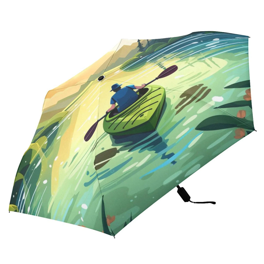Boating- 101 - To Boating Landscape Compact Folding Umbrella for Rain Windproof Travel Umbrella UPF 50+ Lightweight Packable Arc Size