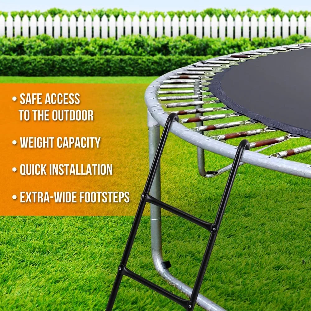 SereneLife  2 Step Weather Resistant Galvanized Steel Trampoline Climbing Trampoline Safety Ladder 13.0’’ x 4.7’’ x 39.8’’ -inches