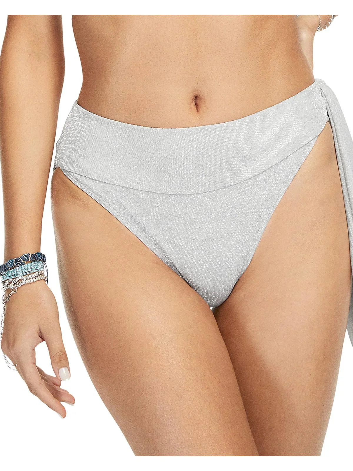 Ramy Brook Womens Nova Side Tie Metallic Swim Bottom Separates