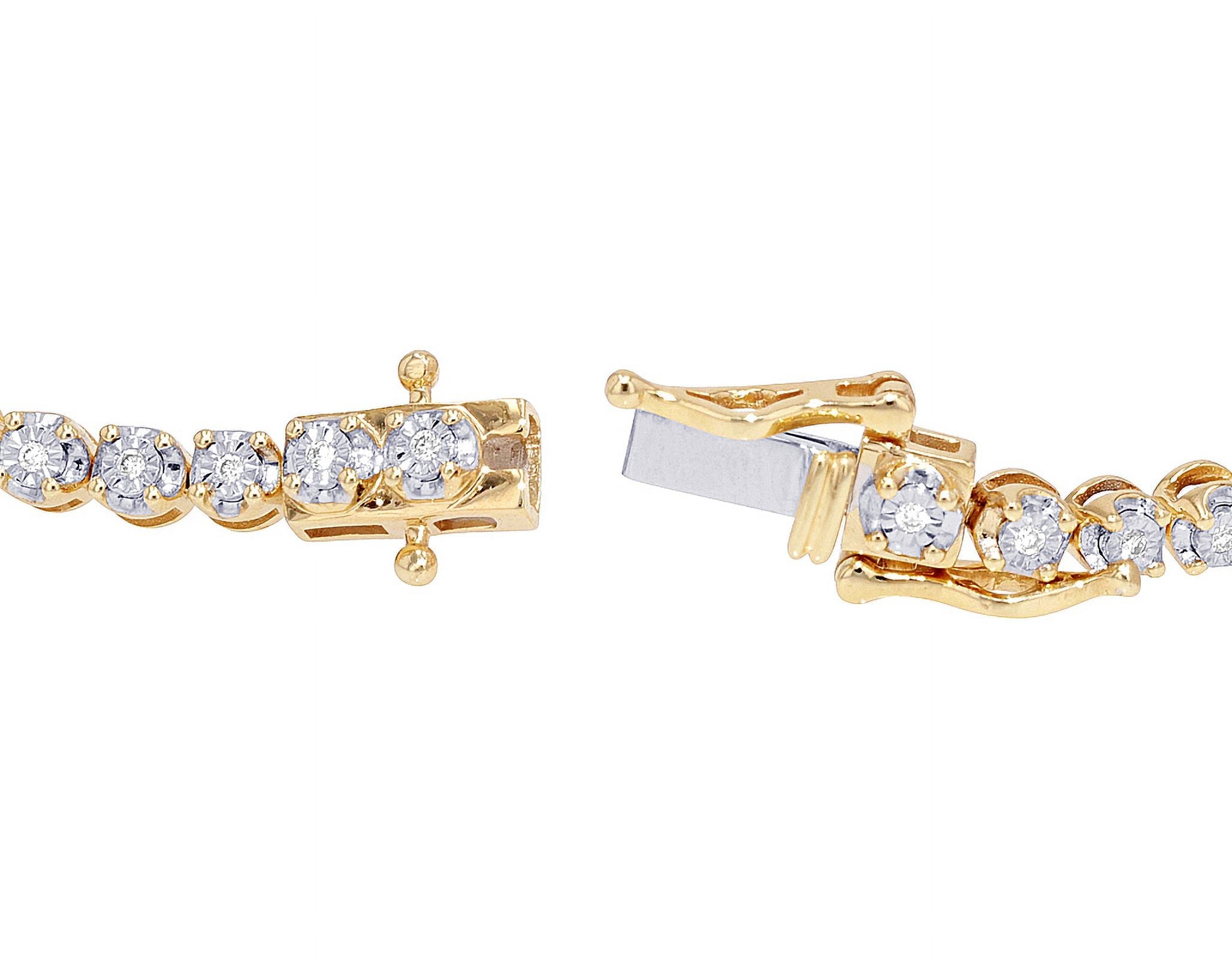 Baguette Cluster Halo 1.30 CT Diamond Illusion n Toni Set Bracelet Yellow-White Gold 3MM 7"