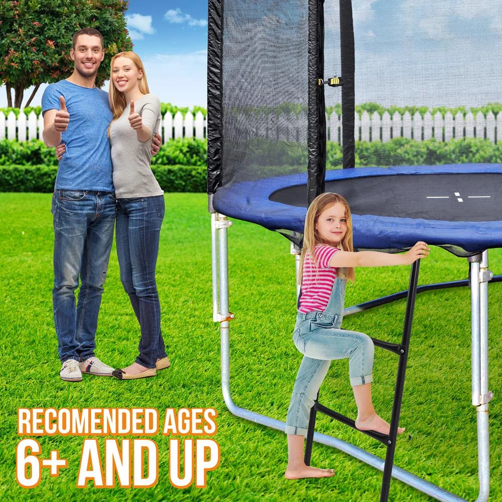 SereneLife  2 Step Weather Resistant Galvanized Steel Trampoline Climbing Trampoline Safety Ladder 13.0’’ x 4.7’’ x 39.8’’ -inches